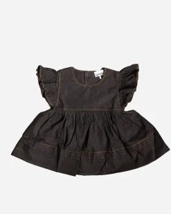 Garment Dyed Cotton Frill Sleeve Top