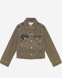 Overfarvet kraftig denimjakke