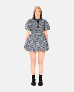 Seersucker Check Mini Smock Dress
