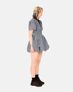 Seersucker Check Mini Smock Dress