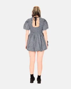 Seersucker Check Mini Smock Dress