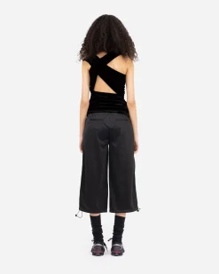 Velvet Jersey Ruched Crossover Blouse