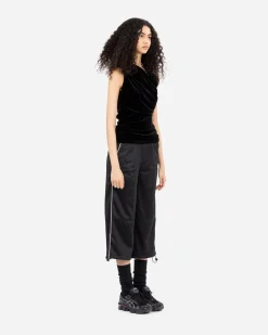 Velvet Jersey Ruched Crossover Blouse